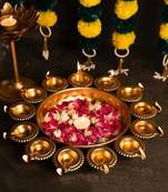The advitya small metal urli with diya  decorative bowl for home and festive decor