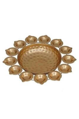 The advitya small metal urli with diya  decorative bowl for home and festive decor 4