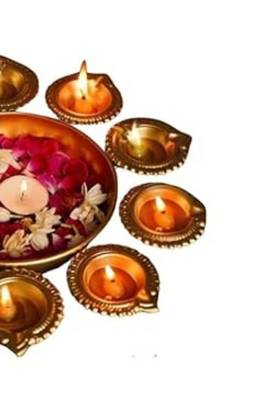The advitya medium metal urli with diya  decorative bowl for home and festive decor 3