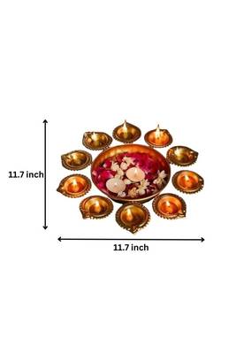 The advitya medium metal urli with diya  decorative bowl for home and festive decor 4