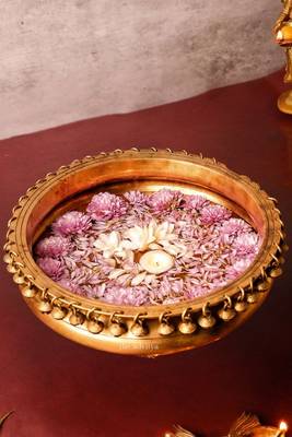 The advitya brass urli bowl with ghungroo  traditional home and festive decor piece 1