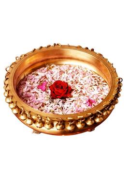 The advitya brass urli with ghungroo  traditional decorative bowl for home and festive decor 2