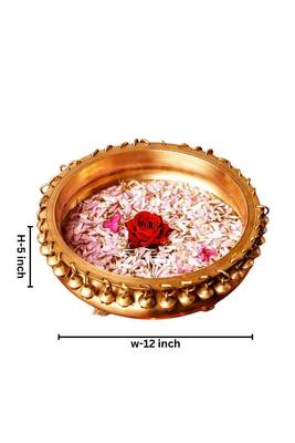 The advitya brass urli with ghungroo  traditional decorative bowl for home and festive decor 4