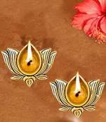 The advitya brass lotus shaped diya - set of 2