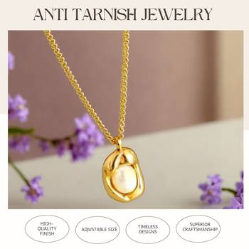 Gold toned anti-tarnish daily useable western look chain with pearl nest small pendant 5