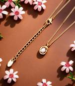 Gold toned anti-tarnish daily useable western look chain pearl nest medium pendant