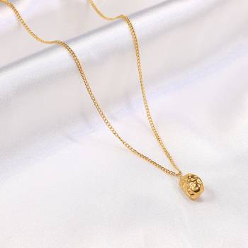Gold toned anti-tarnish daily useable western look chain pearl nest medium pendant 4