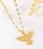 Gold toned anti-tarnish daily useable chain with ad stone falcon bird pendant