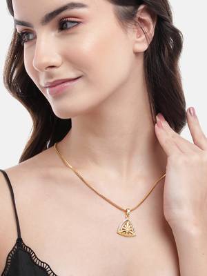 One gram gold original look daily use stone studded pendant with chain 1