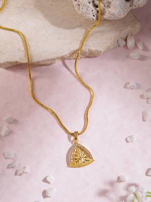 One gram gold original look daily use stone studded pendant with chain 2