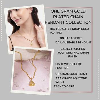One gram gold original look daily use stone studded pendant with chain 3