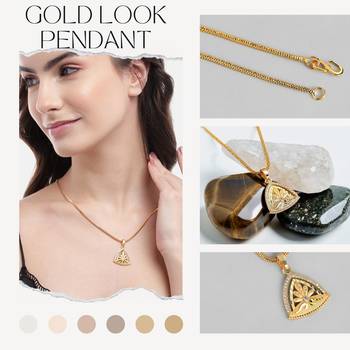 One gram gold original look daily use stone studded pendant with chain 4