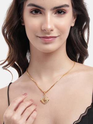 One gram gold original look daily use stone studded pendant with chain 1