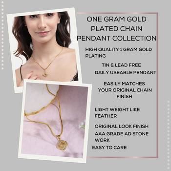 One gram gold original look daily use stone studded pendant with chain 3