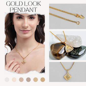 One gram gold original look daily use stone studded pendant with chain 4