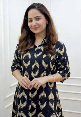 Rayon black aline kurti with pant 2