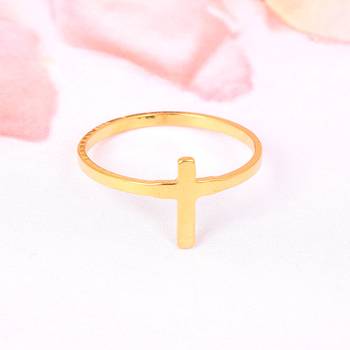 brass gold plated plain cross ring 1