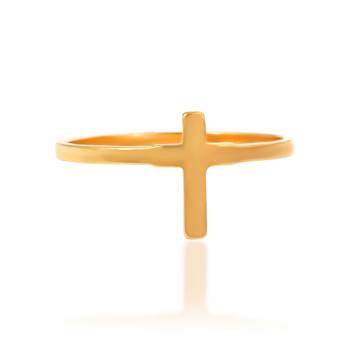 brass gold plated plain cross ring 3