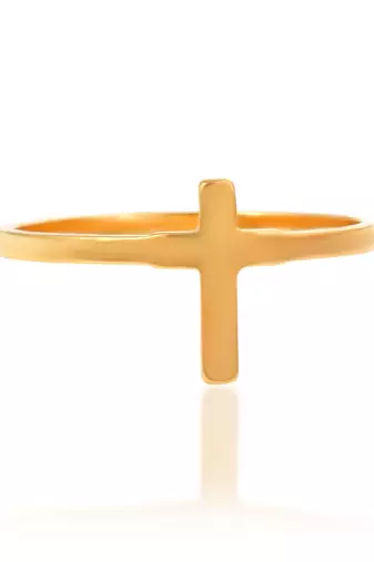 brass gold plated plain cross ring