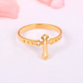 Memoir brass goldplated jesus crucifix cross fingerring christian jewellery finger ring men women 1