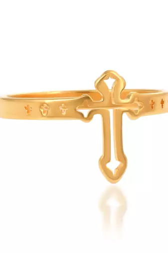 Memoir brass goldplated jesus crucifix cross fingerring christian jewellery finger ring men women