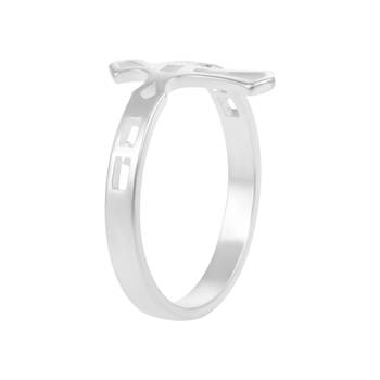 dzine trendz brass cross finger ring – silver plated 2