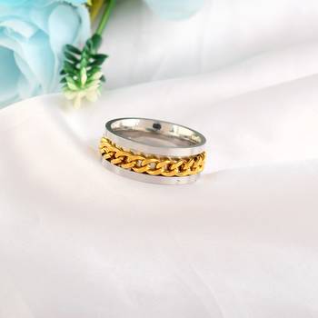 Memoir brass double colour gold plated dual tone spinner fashion jewellery finger ring challa for men women   1