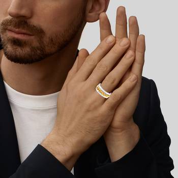 Memoir brass double colour gold plated dual tone spinner fashion jewellery finger ring challa for men women   4