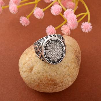 Memoir brass oxidised silverplated imitation diamonds statement finger ring luxe jewelery for men and women 1