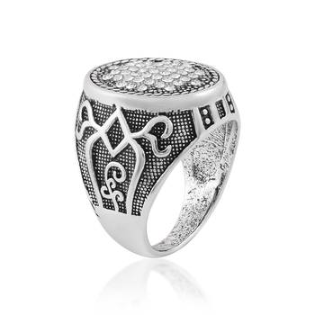 Memoir brass oxidised silverplated imitation diamonds statement finger ring luxe jewelery for men and women 2