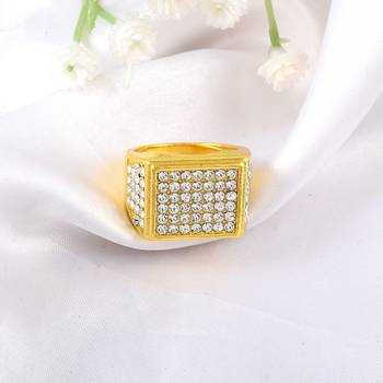 Memoir brass gold plated cz diamond engagement jewellery men fashion finger ring 1