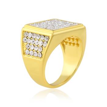 Memoir brass gold plated cz diamond engagement jewellery men fashion finger ring 2