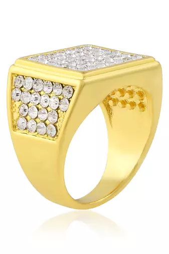 Memoir brass gold plated cz diamond engagement jewellery men fashion finger ring