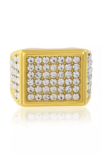 Memoir brass gold plated cz diamond engagement jewellery men fashion finger ring