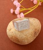 Memoir brass silverplated lab grown imitation diamonds fashion jewellery finger ring for men