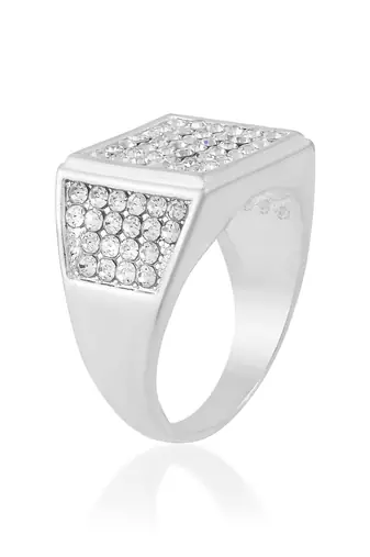 Memoir brass silverplated lab grown imitation diamonds fashion jewellery finger ring for men