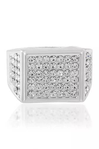 Memoir brass silverplated lab grown imitation diamonds fashion jewellery finger ring for men