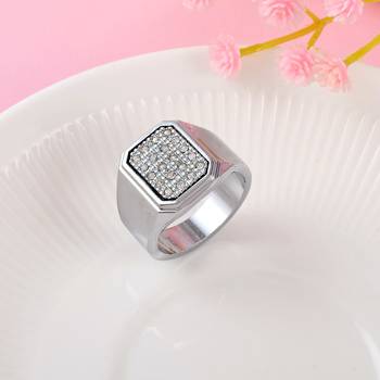 Memoir stainless steel platinum plated lab diamond moissanite heavy fingerring men enagagement jewellery wedding men 1