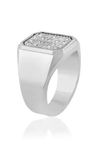 Memoir stainless steel platinum plated lab diamond moissanite heavy fingerring men enagagement jewellery wedding men