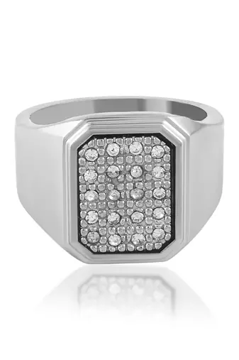 Memoir stainless steel platinum plated lab diamond moissanite heavy fingerring men enagagement jewellery wedding men