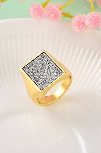 Memoir brass goldplated lab diamond moissanite men engagement wedding men fashion jewellery finger ring