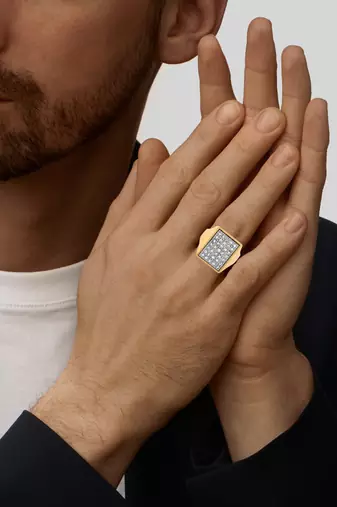 Memoir brass goldplated lab diamond moissanite men engagement wedding men fashion jewellery finger ring