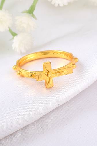 Memoir brass goldplated christian spiritual jesus crucifix cross fingerring jewellery men women