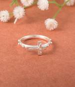 dzine trendz silver-plated brass crucifix cross ring - men & women, plain design