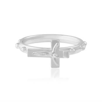 dzine trendz silver-plated brass crucifix cross ring - men & women, plain design 2