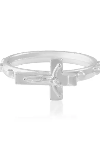 dzine trendz silver-plated brass crucifix cross ring - men & women, plain design