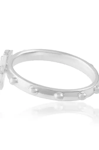 dzine trendz silver-plated brass crucifix cross ring - men & women, plain design