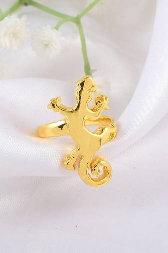 Memoir brass goldplated lizard design fashion jewellery finger ring for men and women