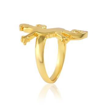 Memoir brass goldplated lizard design fashion jewellery finger ring for men and women 2