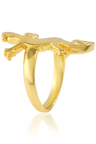 Memoir brass goldplated lizard design fashion jewellery finger ring for men and women